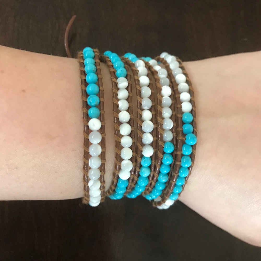 Turquoise and White Victoria Emerson Wrap Bracelet